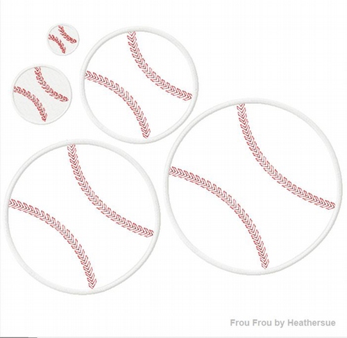 Baseball Softball Machine Applique Embroidery Designs, multiple sizes including 1, 2, 4, 5, and 6