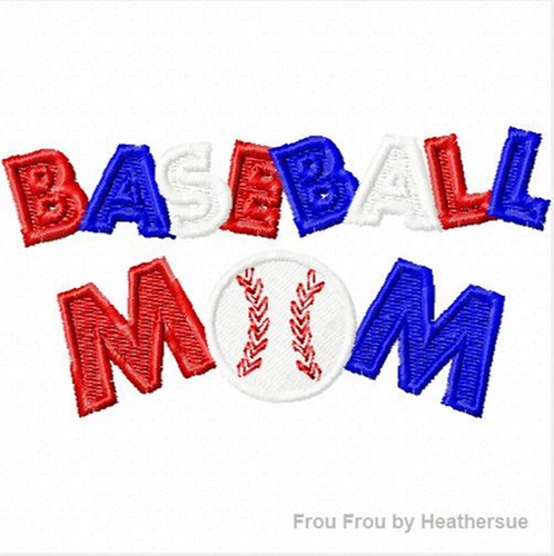 Baseball Mom Machine Applique Embroidery Designs, multiple sizes including 4 inch