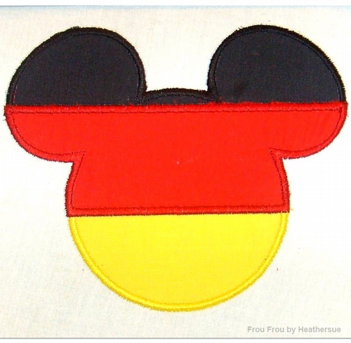Germany Flag Mister Mouse Head Machine Applique Embroidery Design, multiple sizes, including 4 inch