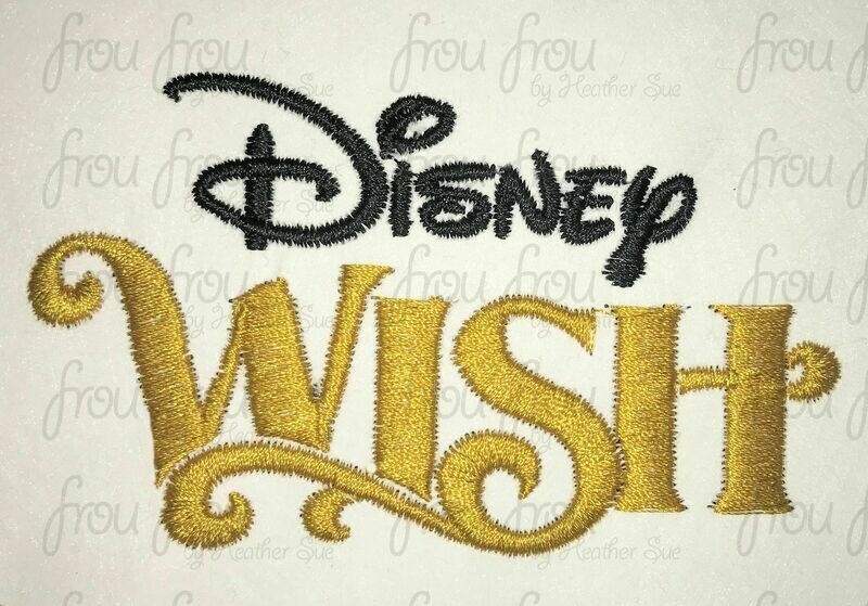 Wish Dis Cruise Ship Wording Machine Embroidery, Multiple Sizes 4"-10"
