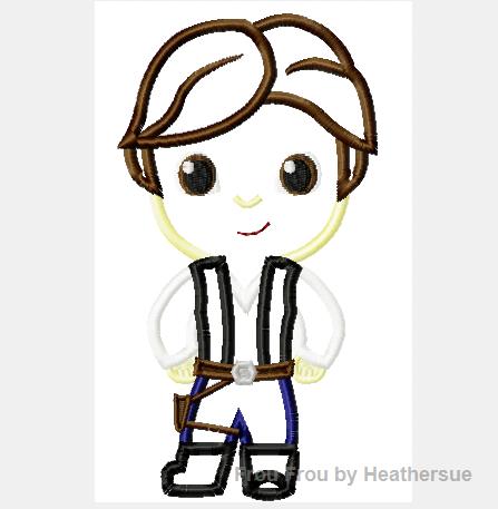 Hans Olo Space Wars Cutie Little Princess Machine Applique Embroidery Design, Multiple Sizes, NOW INCLUDING 4 INCH