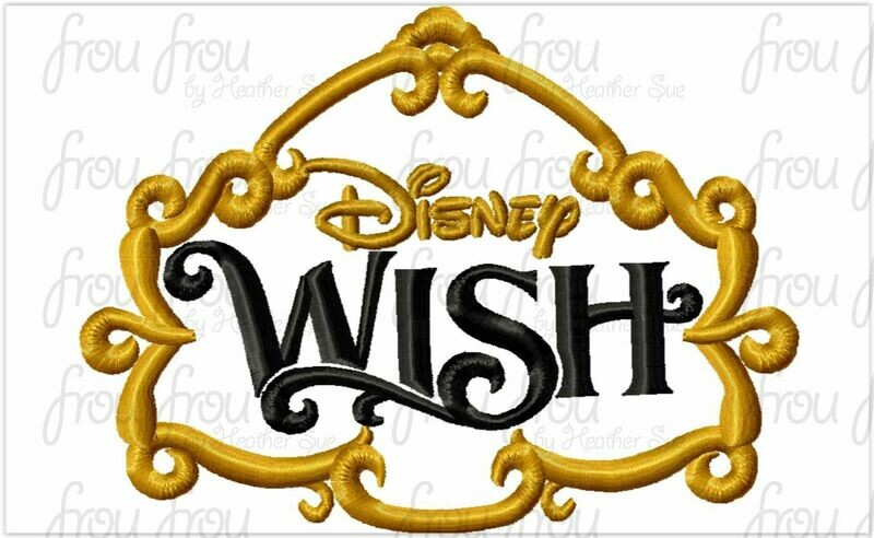 Wish Dis Cruise Ship Applique with Scrollwork Machine Applique and filled, multiple sizes 2"-10"
