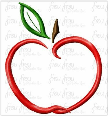 Apple Swirly Machine Embroidery Design, multiple sizes 1-10 inch