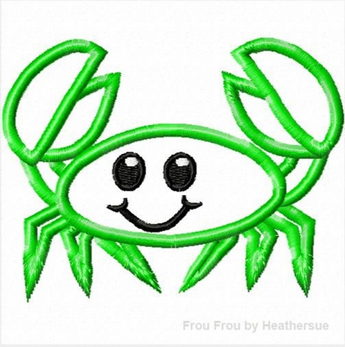Cute Crab Machine Applique  Embroidery Design, multiple sizes, including 4 inch