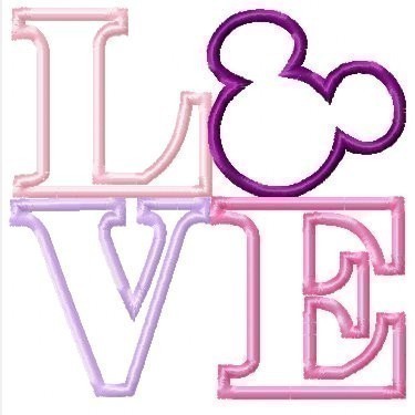 LOVE Mister Mouse Machine Applique Embroidery Design, multiple sizes, including 4 inch