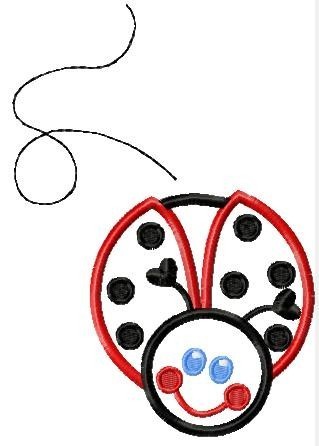 Ladybug with and without trail TWO DESIGNS Machine Applique Embroidery Design, Multiple sizes, including 4 inch