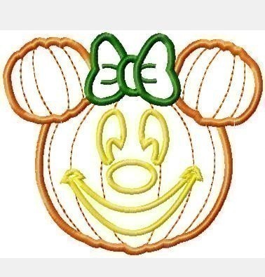 Miss Mouse Halloween Pumpkin Jack-o-lantern Machine Applique Embroidery Design, multiple sizes, including 4 inch