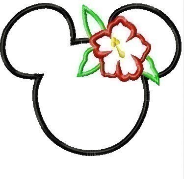 Miss Mouse Hawaiian Ohana Machine Applique Embroidery Design, Multiple Sizes, including 4 INCH