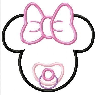 Miss Mouse with Pacifier, Machine Applique Embroidery Design, Multiple Sizes- including 4 INCH