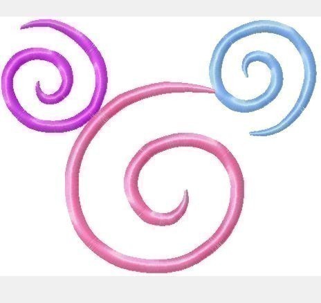 Spiral Mister Mouse Machine Embroidery Design, multiple sizes including 1, 2, 4, 5, and 6 inch