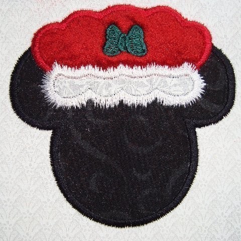 Mrs. Claus Hat Christmas Santa Miss Mouse Head Machine Embroidery Applique Design- Multiple Sizes, including 4 inch