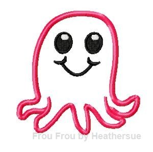 Octopus Squid Machine Applique  Embroidery Design, multiple sizes, including 4 inch