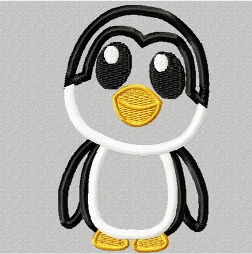 Penguin  Machine Applique Embroidery Design, multiple sizes including 4 inch