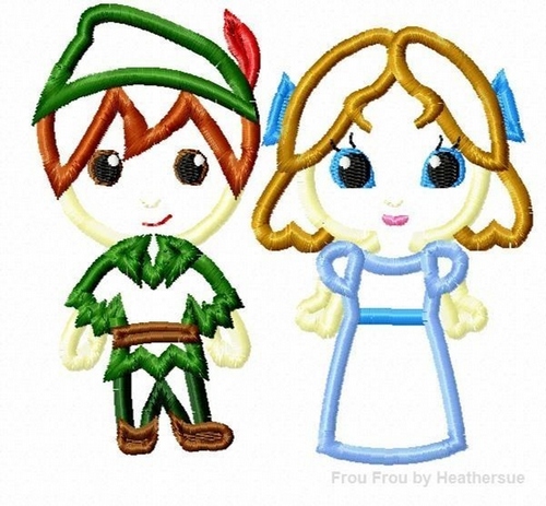 Pete and Windy SET of TWO Little Cutie Prince Princess Applique Embroidery Designs, Multiple sizes including 4 inch