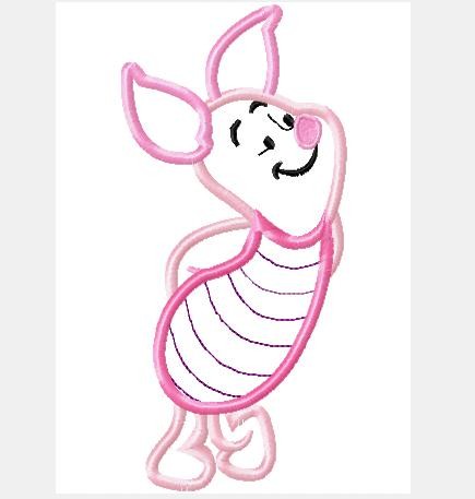 Pig Full Body P0oh Machine Applique Embroidery Design, multiple sizes, including 4 inch
