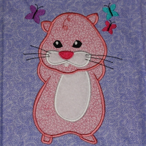 Pink Hamster Zum Zum Pets - Machine Applique Embroidery Design, Multiple Sizes, including 4 inch