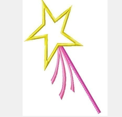 Pinky&#39;s Magic Wand Machine Applique Embroidery Design, Multiple Sizes, including 4 inch