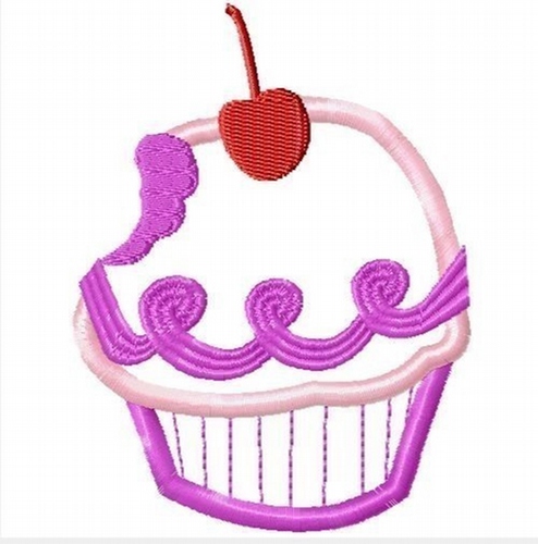 Pinky&#39;s Pink Cupcake Machine Applique Embroidery Design, multiple sizes, including 4 inch