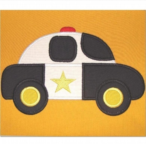 Police Car  Machine Applique Embroidery Design, Multiple sizes including 4 inch