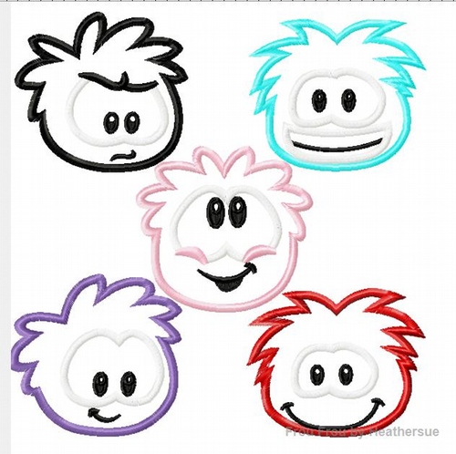 Poofles FIVE Design SET Machine Applique Embroidery, Multiple Sizes, INCLUDING 4 INCH