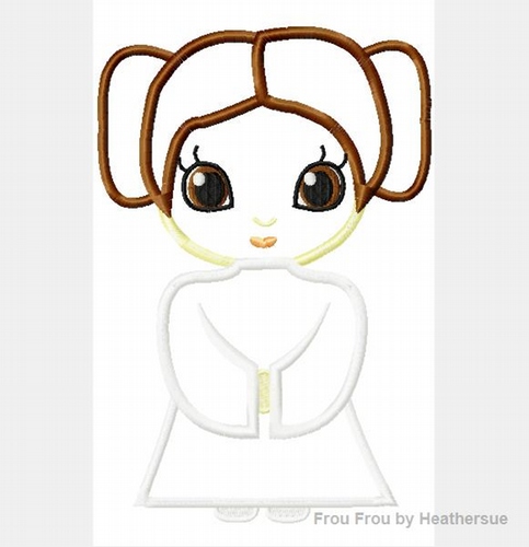 Princess Lela Space Wars Cutie Little Princess Machine Applique Embroidery Design, Multiple Sizes, NOW INCLUDING 4 INCH