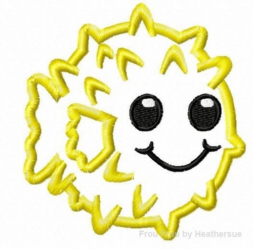 Puffer Fish Machine Applique  Embroidery Design, multiple sizes, including 4 inch