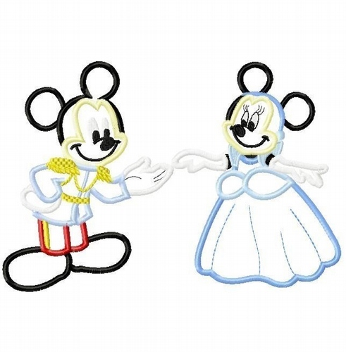 SET of Charming Prince Mister Mouse and Cindy Miss Mouse Machine Applique Embroidery Designs, Multiple Sizes, INCLUDING 4 INCH