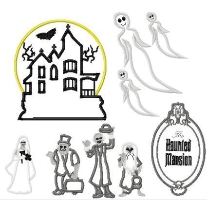 SEVEN Haunted House Design SET Halloween Machine Applique Embroidery Designs, multiple sizes, including 4 inch