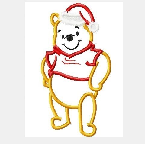 Santa Christmas P0oh Full Body Machine Applique Embroidery Design, multiple sizes, including 4 inch