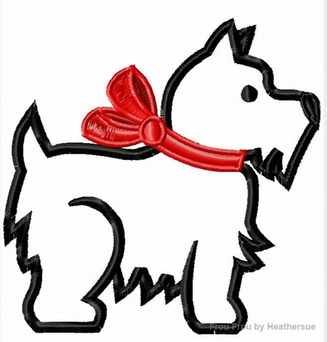 Scotty Scottie Dog Machine Applique Embroidery Design, Multiple sizes, including 4 inch