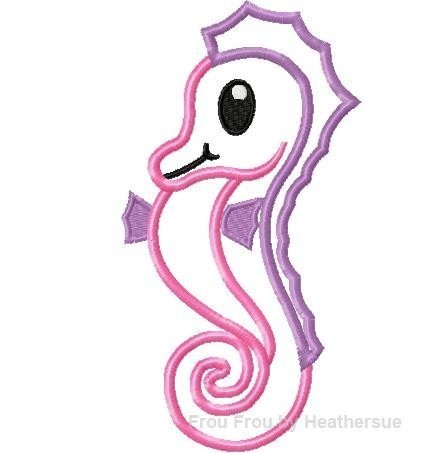 Sea Horse Seahorse  Machine Applique  Embroidery Design, multiple sizes, including 4 inch