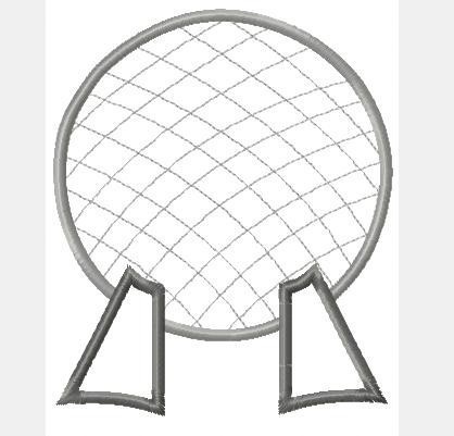 Silver Ecpot Ball on Stand Machine Applique Embroidery Designs, Multiple sizes including 4 inch