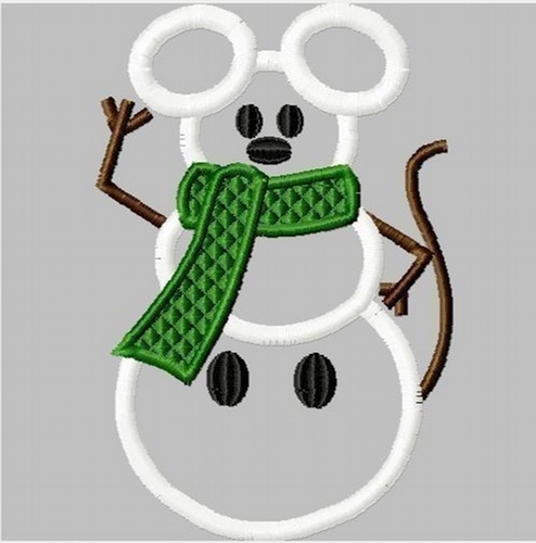 Snowman Winter  Mister Mouse machine applique embroidery design- multiple sizes, including 4 inch