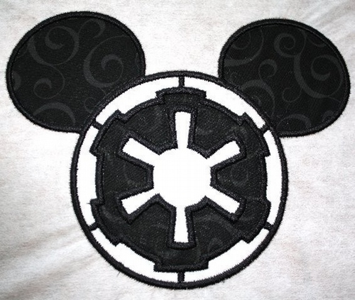 Space Wars Imperial Insignia Mister Mouse Head Machine Applique Embroidery Design Multiple Sizes, including 4 inch