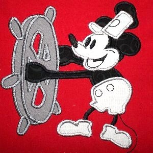 Steamboat Vintage Mister Mouse Full Body Machine Applique Embroidery Design, Multiple sizes, including 4 inch