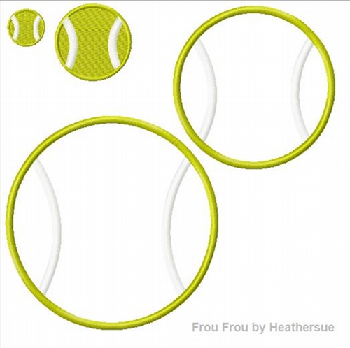 Tennis Ball Machine Applique Embroidery Designs, multiple sizes including 1, 2, 4, 5, and 6