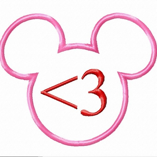 Text Heart Valentine Mister Mouse Machine Applique Embroidery Design, multiple sizes, including 4 inch