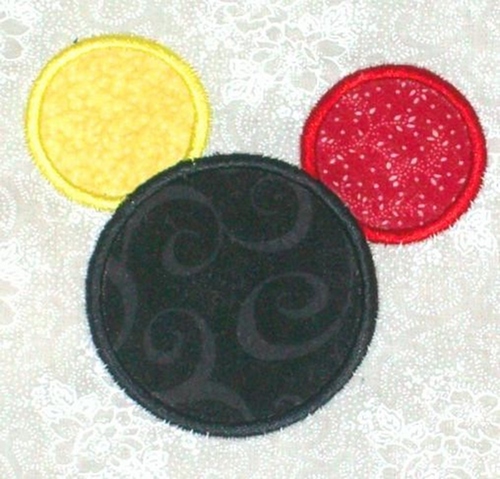 Tri Color Mister Mouse Machine Applique Embroidery Design, Multiple sizes including 4 inch
