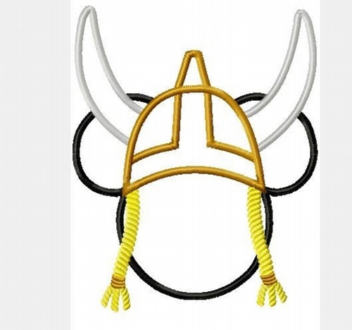 Viking Hat Miss Mouse Machine Applique Embroidery Design, multiple sizes- including 4 inch