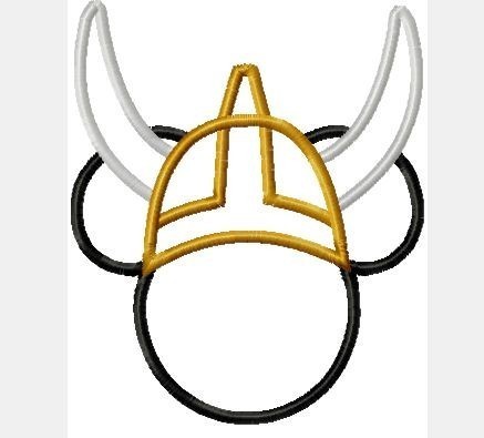 Viking Hat Mister Mouse Machine Applique Embroidery Design, multiple sizes- including 4 inch