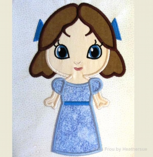 Windy Little Cutie Princess Machine Applique Embroidery Design, Multiple Sizes including 4 inch
