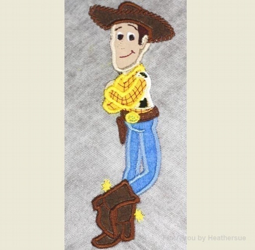 Wood Wooden Cowboy Toy Machine Applique Embroidery Design, Multiple sizes including 4 inch