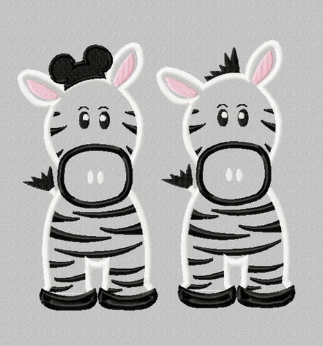 Zebra with and without Mister Mouse ears TWO DESIGNS Machine Applique Embroidery Design, Multiple sizes, including 4 inch