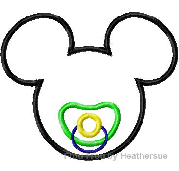 Mister  Mouse with Pacifier, Machine Applique Embroidery Design, Multiple Sizes- including 4 INCH