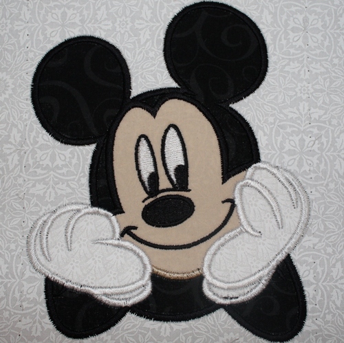 Mister Mouse on elbows - Machine Applique Embroidery Design, Multiple Sizes, including 4 inch - Machine Applique Embroidery Design, Multiple Sizes, including 4 inch