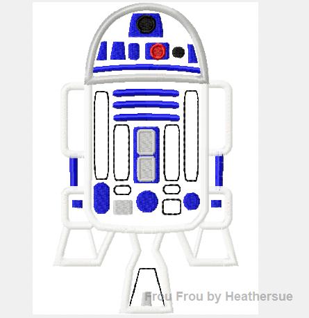 R3D3 Space Wars Machine Applique Embroidery Design Multiple Sizes, including 4 inch