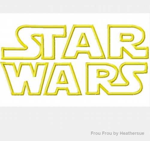 Space Wars Wording Machine Applique Embroidery Design Multiple Sizes, including 2, 4, 7, and 10 inch