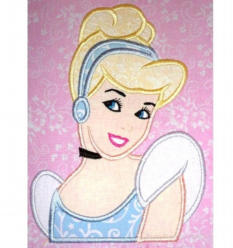 Cindy Head and Shoulders Machine Applique Embroidery Design, Multiple sizes including 4 inch