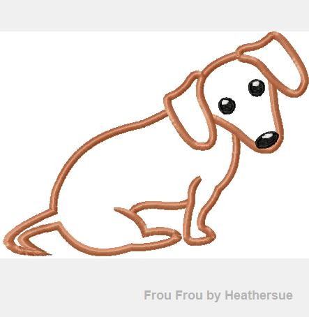 Dachshund Doxie Weiner Dog Machine Applique Embroidery Design, multiple sizes, including 4 inch