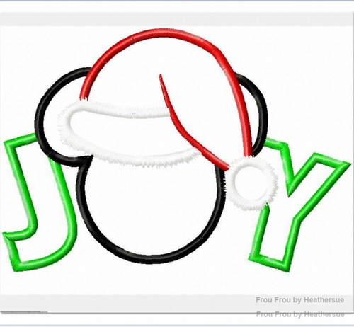 Joy Santa Hat Christmas Mister Mouse Machine Applique Embroidery Design, mutliple sizes including 4 inch